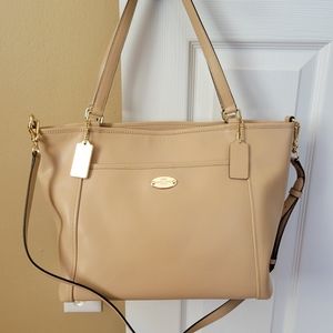 Coach Tan Zip Top Crossbody Tote